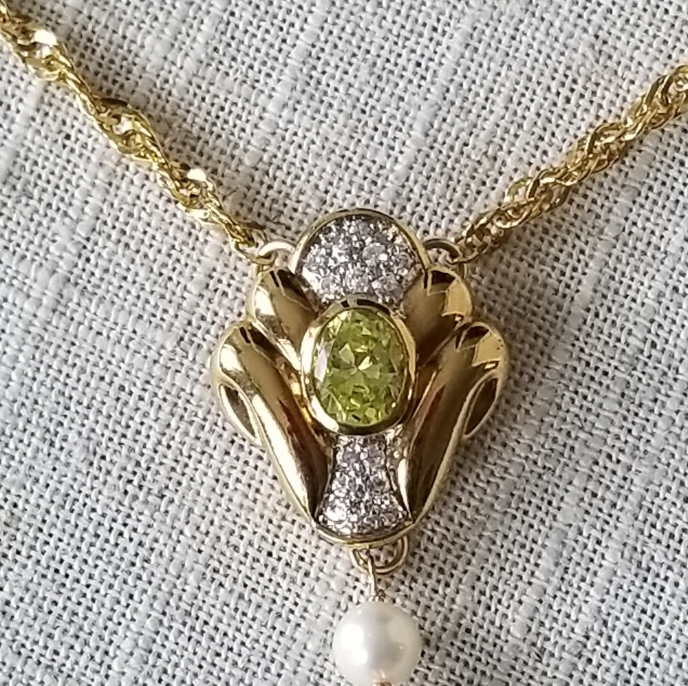 Vintage Vermeil Necklace Real Pearl Vintage Glass